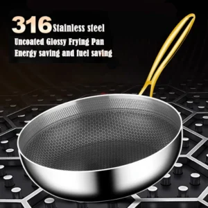 316 Stainless Steel Frying Pan Wok Non-stick Cooking