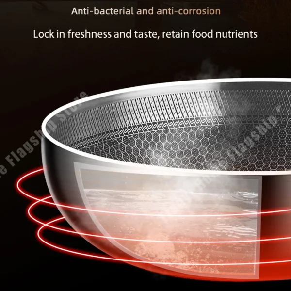 316 Stainless Steel Frying Pan Wok Non-stick Cooking - Image 5