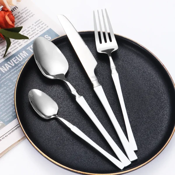 16pcs Stainless steel tableware suit steak knife and fork dessert spoon restaurant - Image 2
