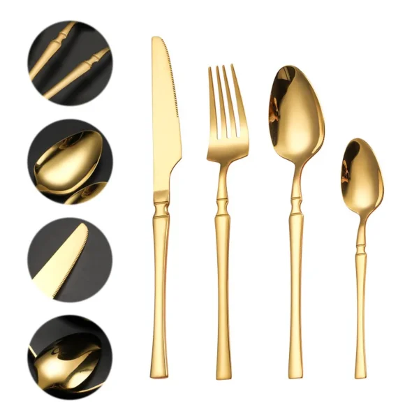 16pcs Stainless steel tableware suit steak knife and fork dessert spoon restaurant - Image 4