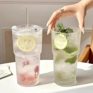 1 PC Stripe  Transparent Glasses Drinkware