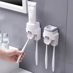 Automatic Toothpaste Dispenser Set Wall-Mounted Extruder Plastic