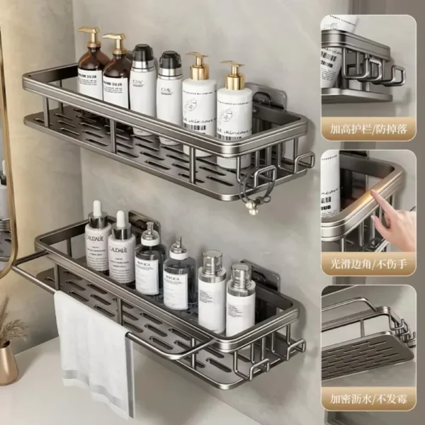 2025 Bathroom Storage Wall Mount Shampoo Makeup Storage Holder - Image 2